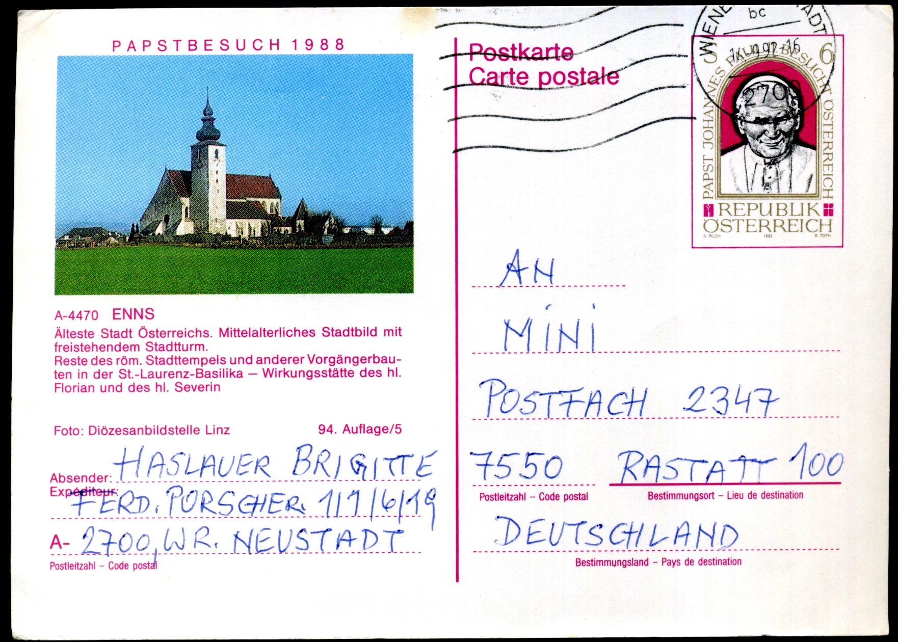 1988: Papal Visit in ENNS