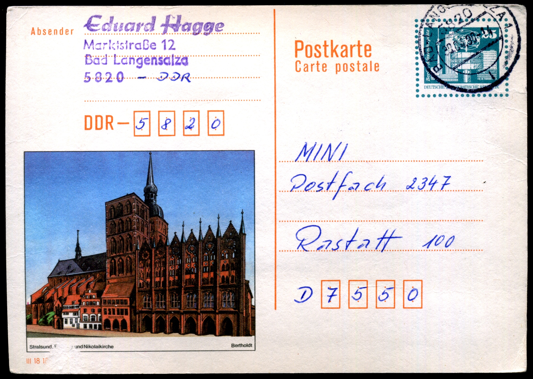 1990: Stralsund, Rathaus und Nikolaikirche