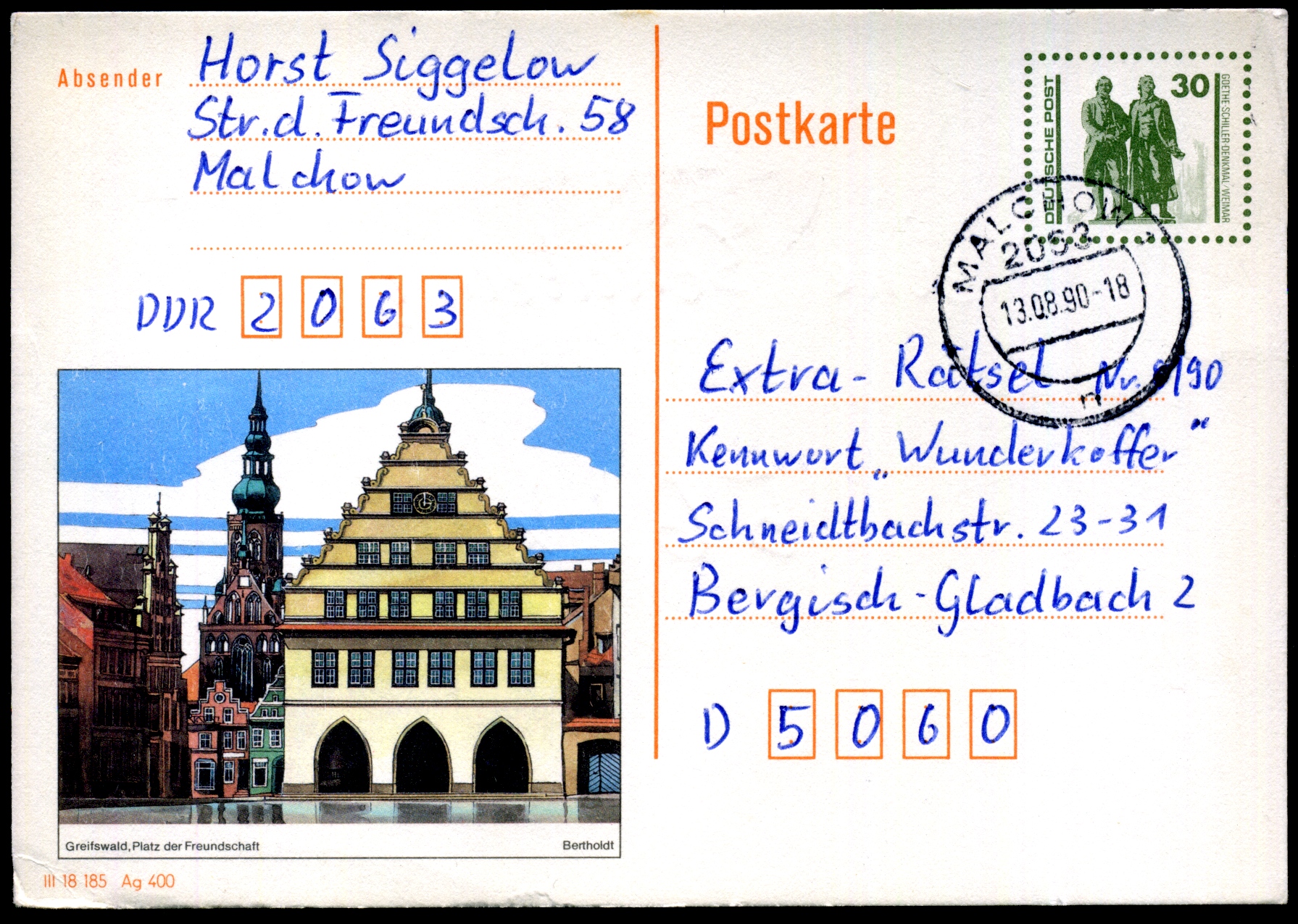 1990: Greifswald, Platz der Freundschaft